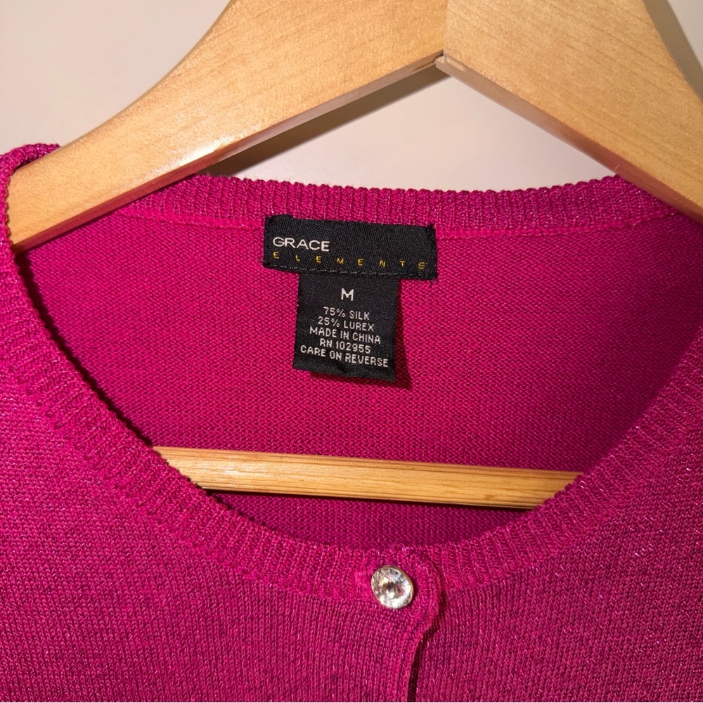 Grace Elements Fuchsia Shimmer Sequin Cardigan Sw… - image 2